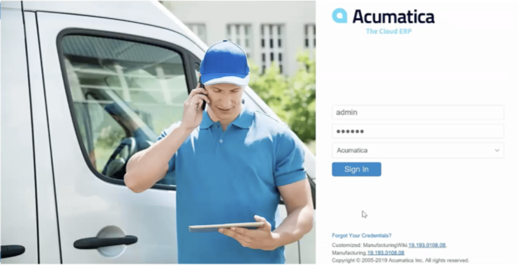Default Acumatica Login