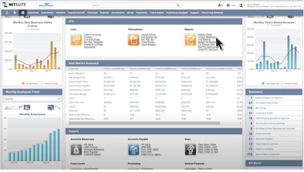 Oracle Netsuite User Interface (ui)