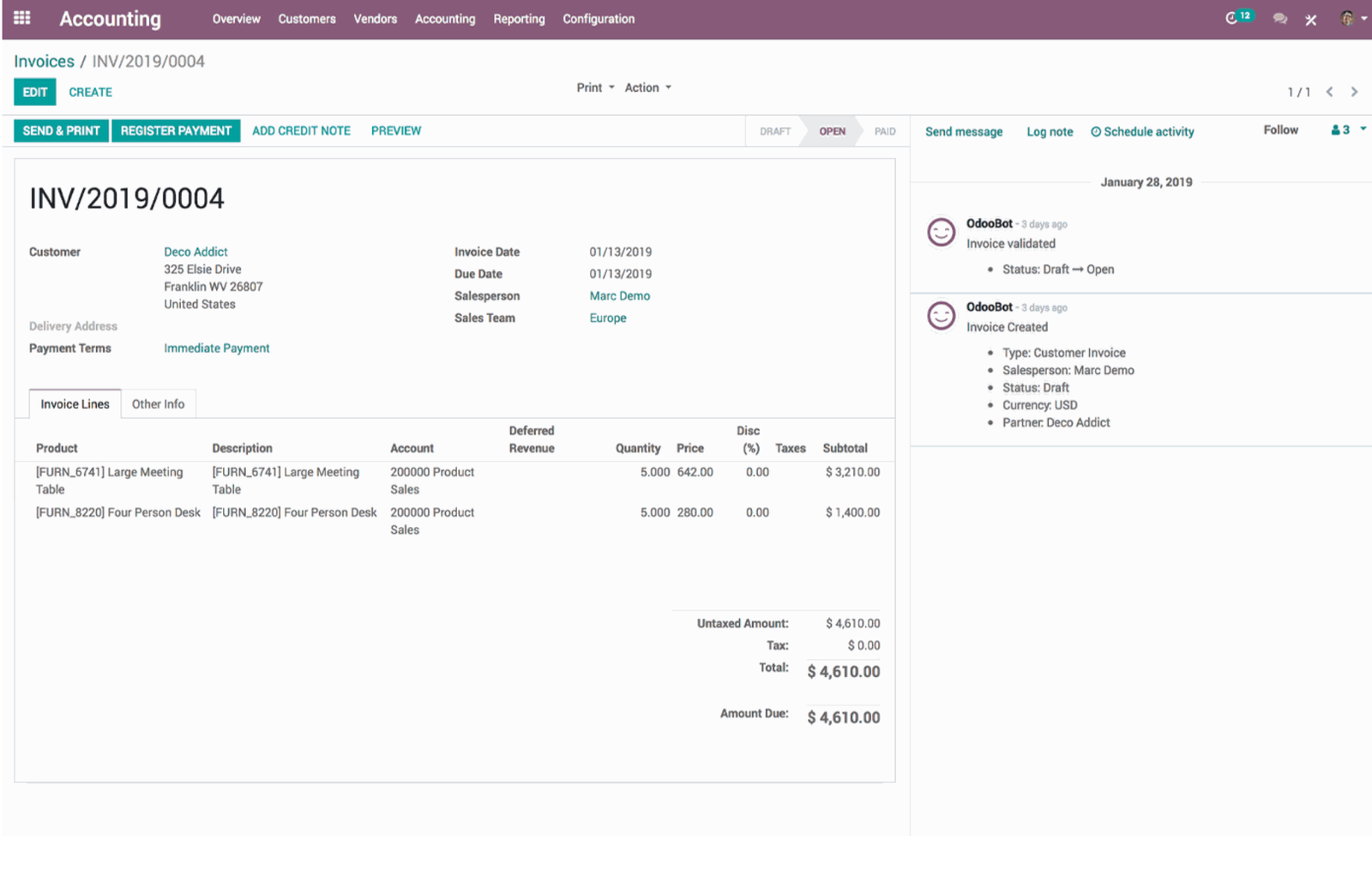 Odoo Invoice