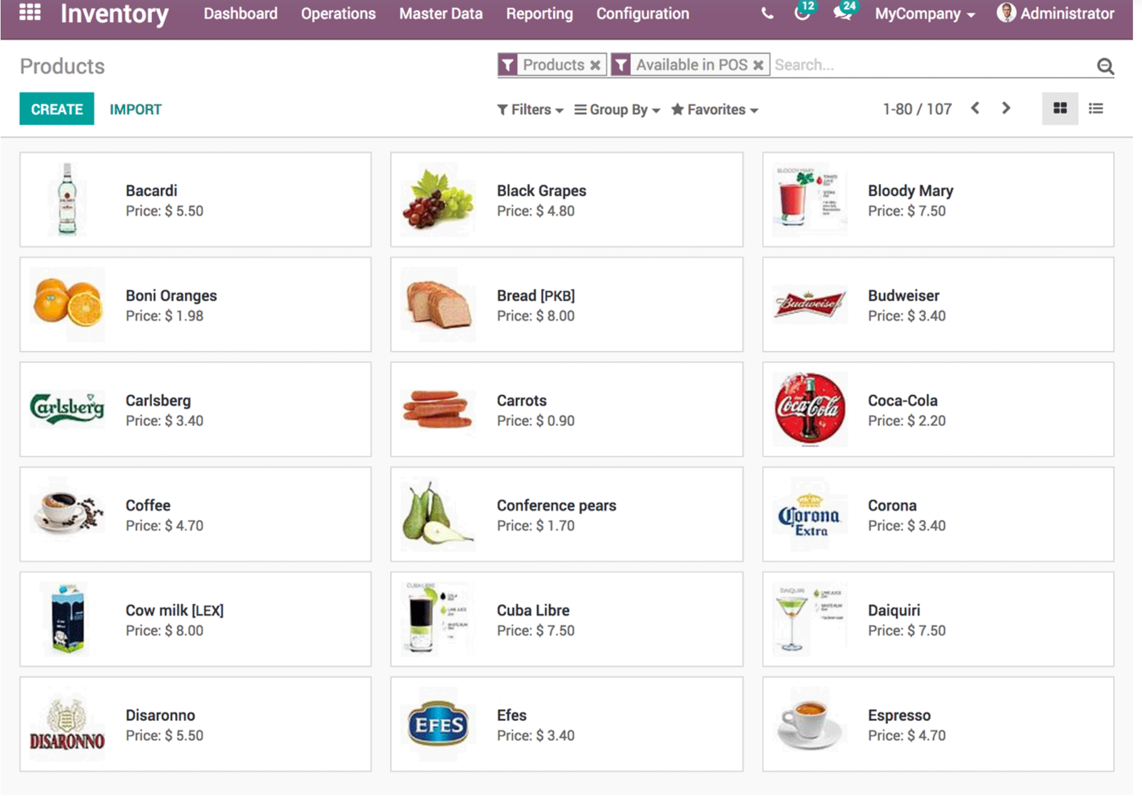 Odoo Product Inventory