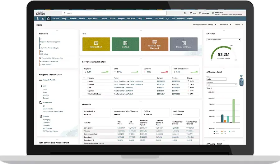 oracle netsuite dashboard