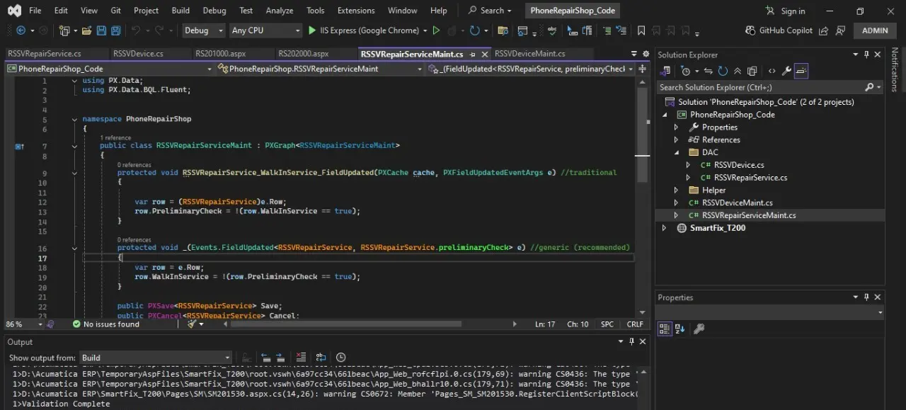visual studio acumatica